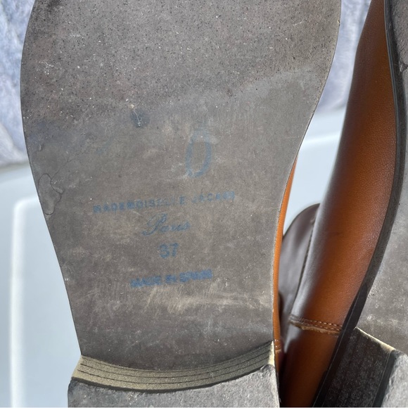 Mademoiselle Jacadi Paris Ankle Booties cognac brown low heel size 37 6 leather - Picture 5 of 9